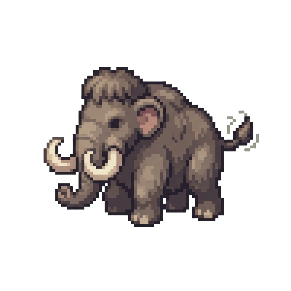 A Gentle Giant Woolly Mammoth Wagging Its Stubby Tail