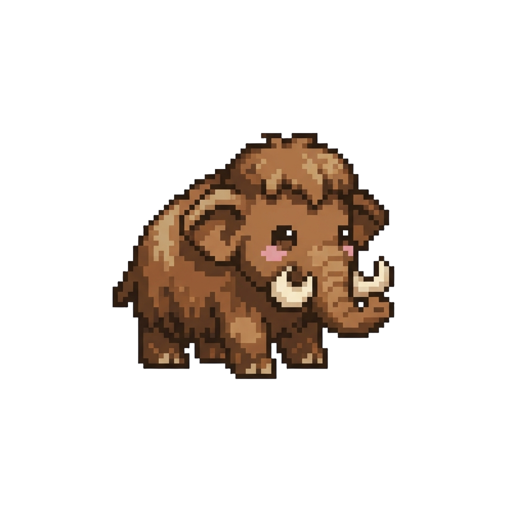 A Cute Baby-faced Woolly Mammoth Wiggling Its Ears