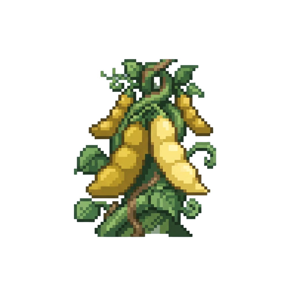 A Massive Beanstalk Laden with Oversized Golden Bean Pods
