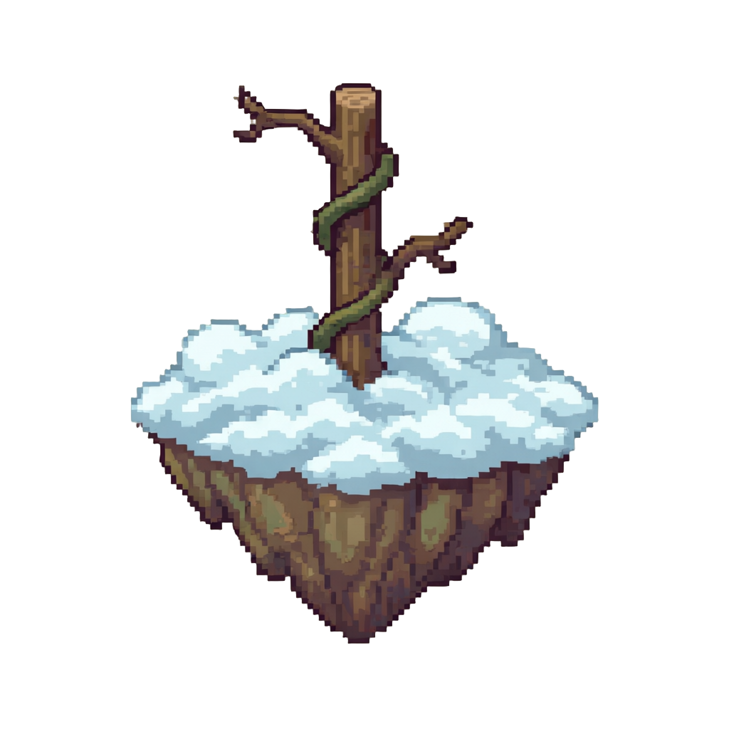 A Thick Stalk Winding Onto a Floating Magical Cloud Island