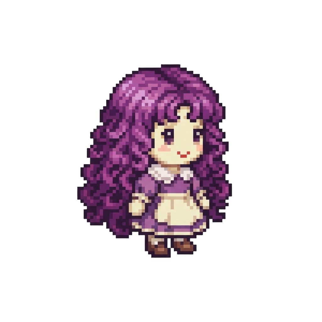 A Dolly Daydream Doll with Very Curly Bushy Long Purple Hair