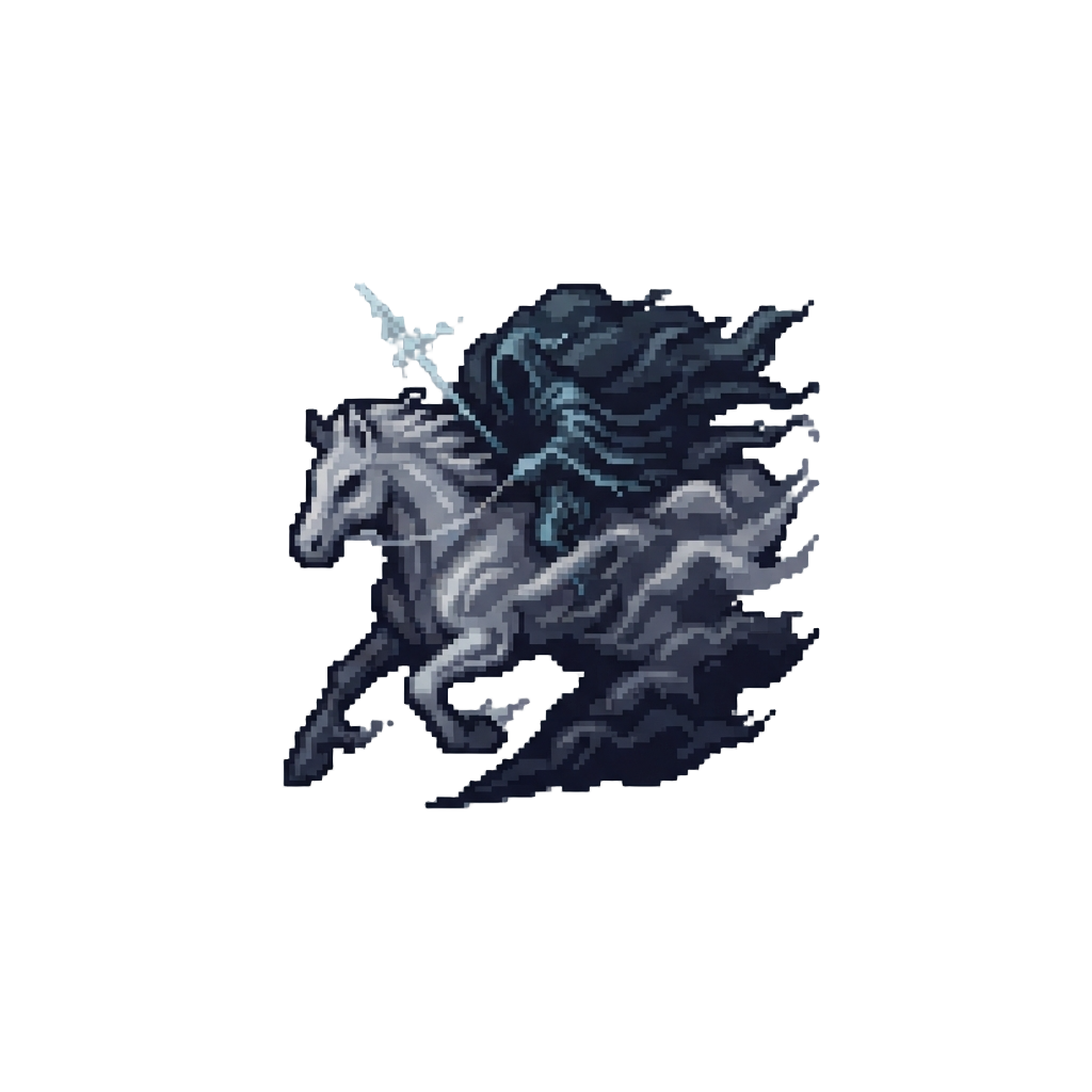 A Dark Stormy Cloud Formation Resembling a Phantom Horseman