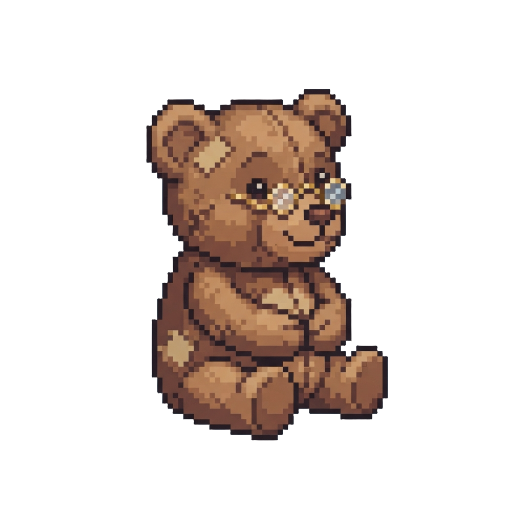 An Old Ted Bear Wearing Small Round Glasses