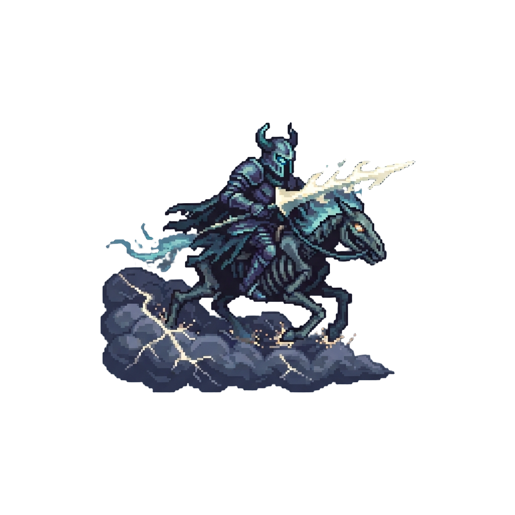 A Spooky Phantom Rider Charging Across a Dark Thundercloud