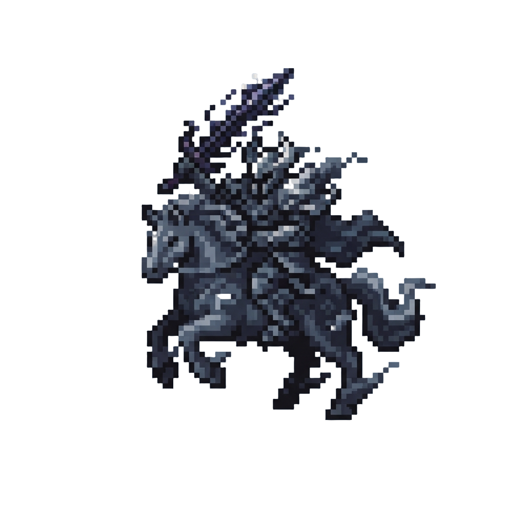 A Dark Storm-cloud Horseman Brandishing a Shadowy Sword