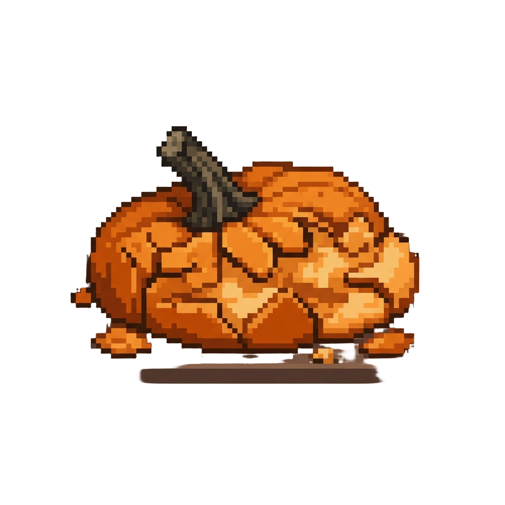 A Cracked Crushed Pumpkin Flattened on the Table