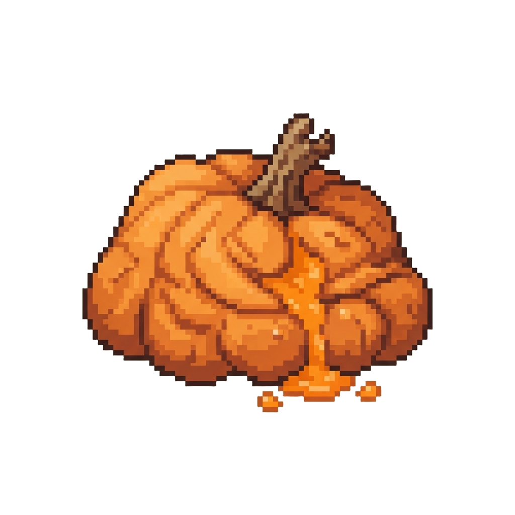 A Squishy Collapsed Pumpkin Pile Dripping Orange Pulp