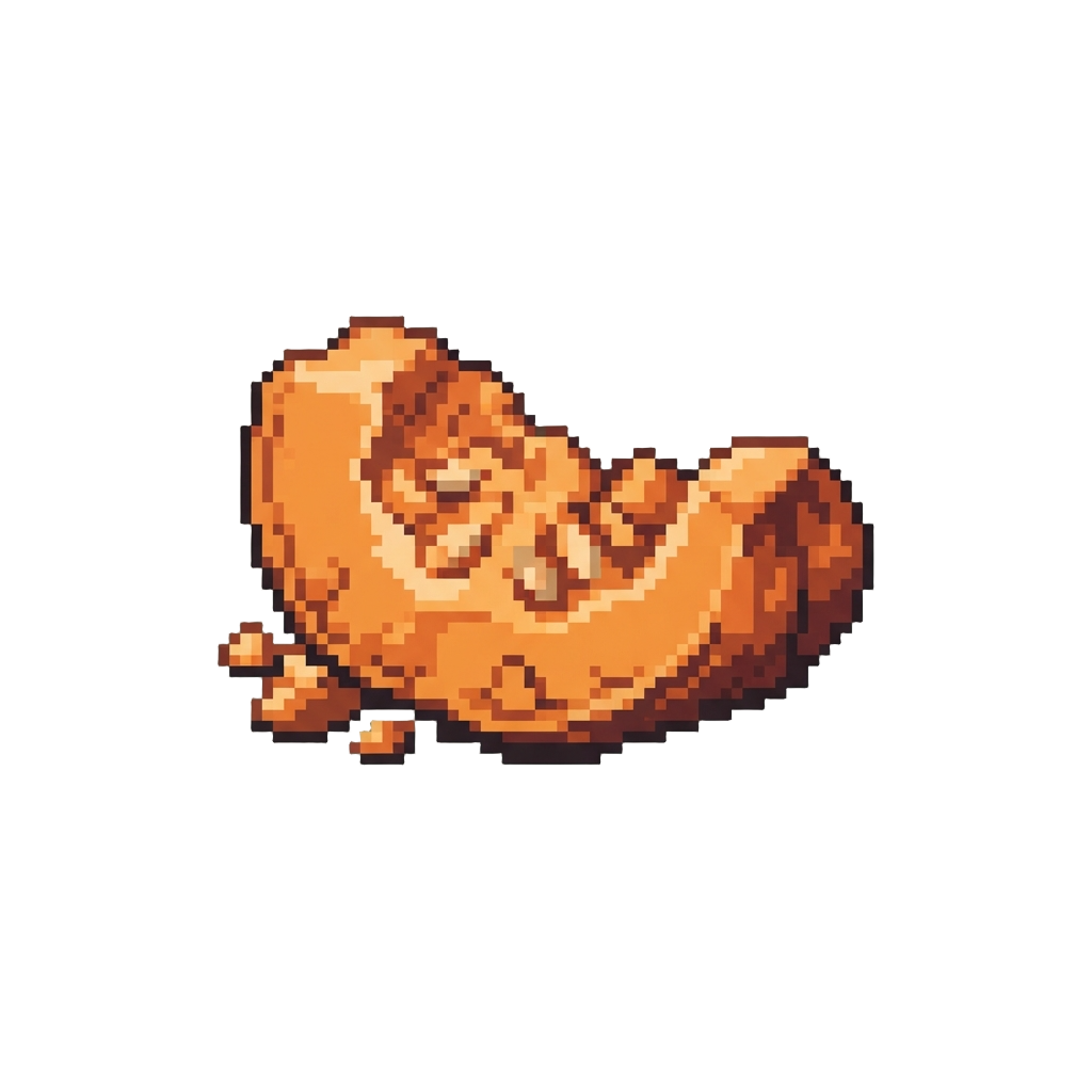 A Crumbled Pumpkin Slice Flat on the Desk