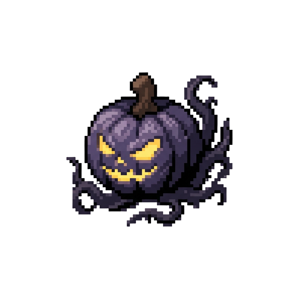 A Spooky Shadow Pumpkin Monster with Dark Tendrils