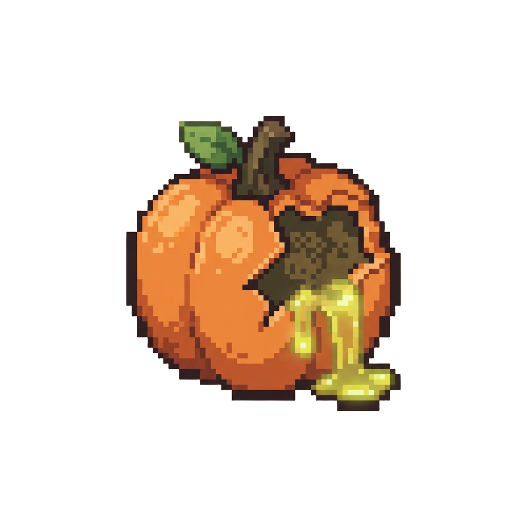 A Broken Pumpkin Shell Leaking Goo