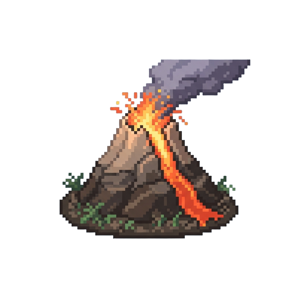 A Roaring Jurassic Volcano Erupting with Ash and Lava