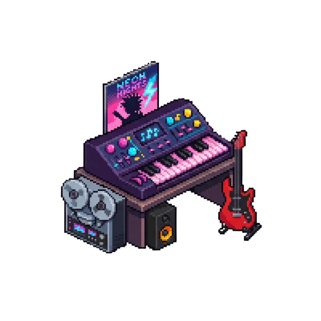 A 1980s Neon Glam-rock Album Cover Studio