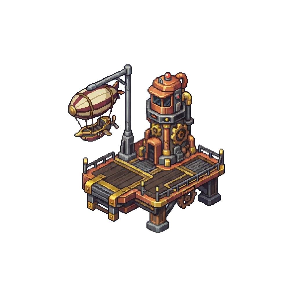 A High-tech Steampunk Zeppelin Dock High Above the Clouds