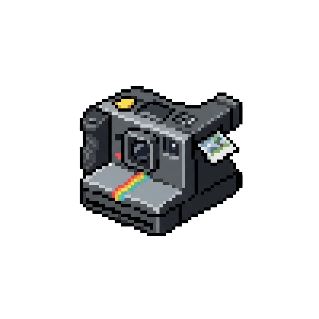 A Sleek Retro Polaroid Camera with Instant Film