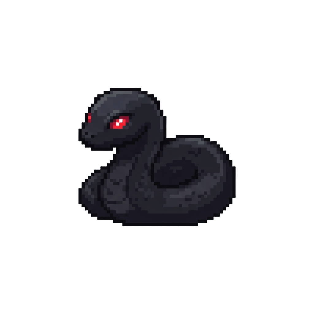 A Melanistic Style with a Pitch-black Body and Bright Red Glowing Eyes