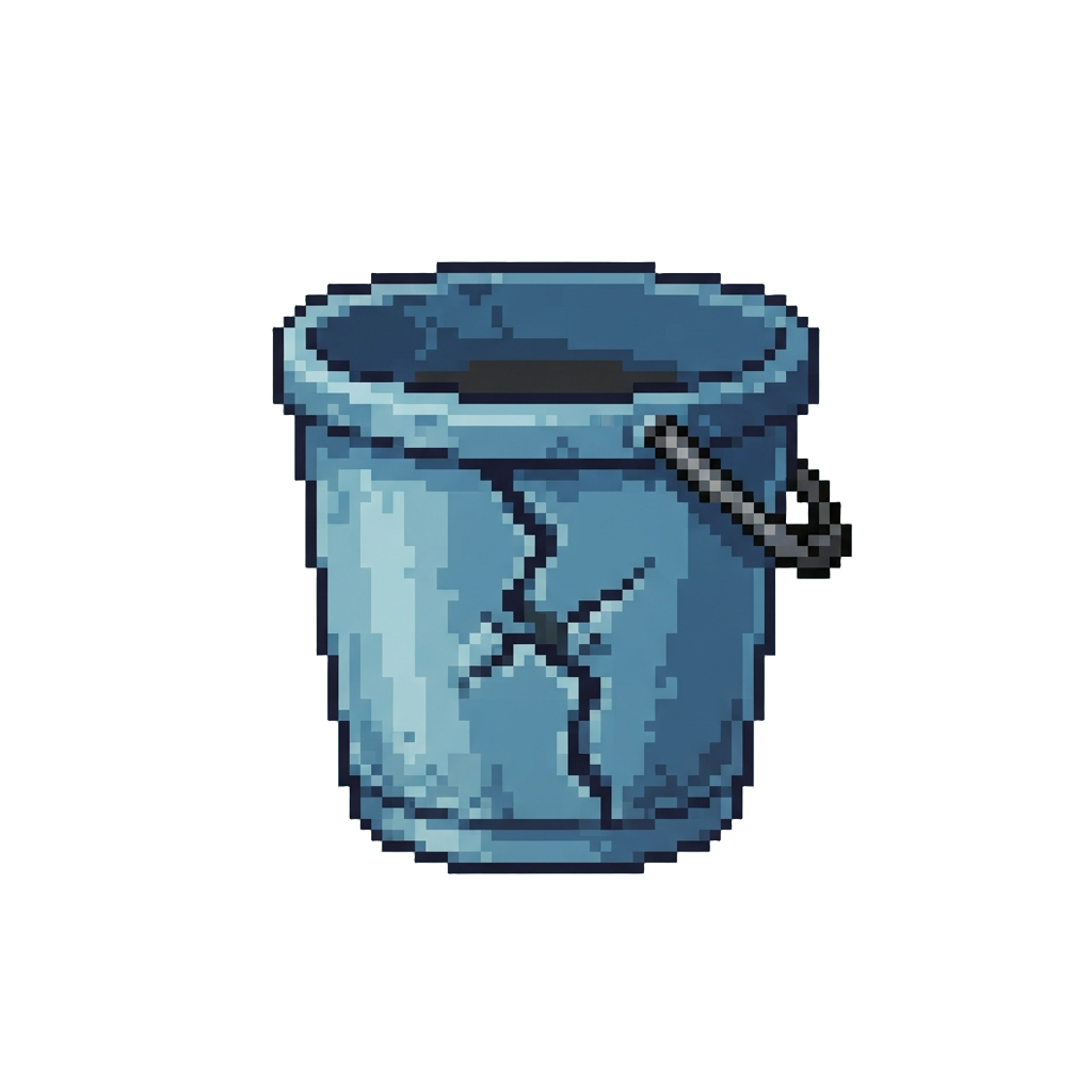 A Cracked Plastic Bucket