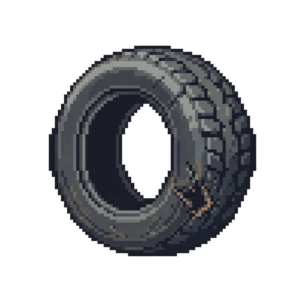 An Old Punctured Rubber Tire