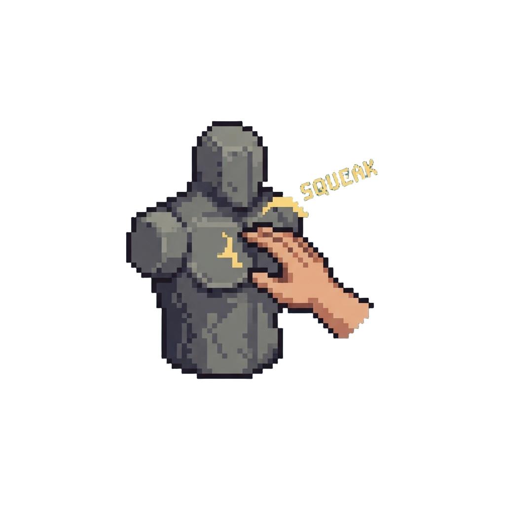 A Weak Slap Against the Rubber Chest That Merely Squeaks Loudly As the Dummy Stands Completely Motionless