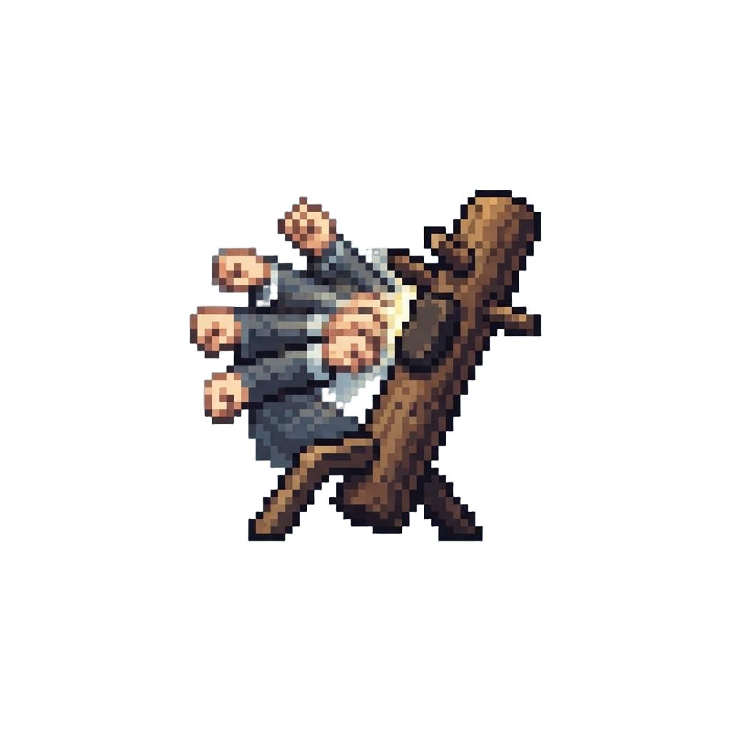 An Ip Man Chain-punch Flurry Hammering the Chest Until the Dummy Topples Backward