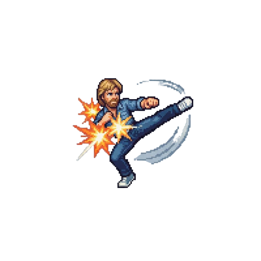 A Classic Chuck Norris Triple Chest Barrage and Airborne Spinning Back-kick