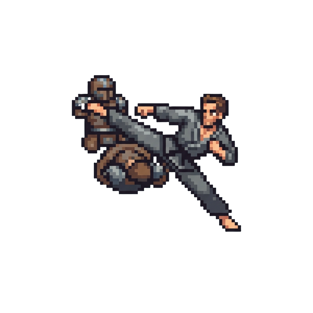 A Scott Adkins Flying Double Head-kick Into a Chest Stomp Roll and Airborne Back-kick