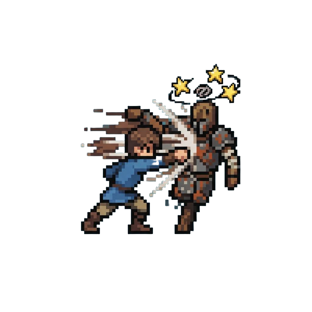 A Clumsy Shadowbox Flurry That Rocks the Dummy Back, Springing Forward Into a Headbutt Ko with Circling Cartoon Stars