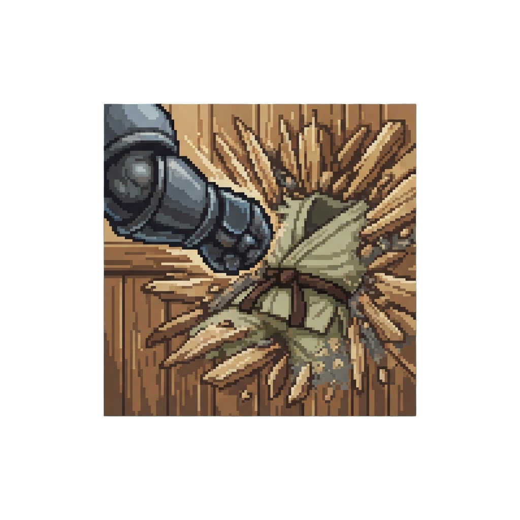 Heavy Iron Fist Slam That Launches the Torso Across the Dojo Embedded in the Wall