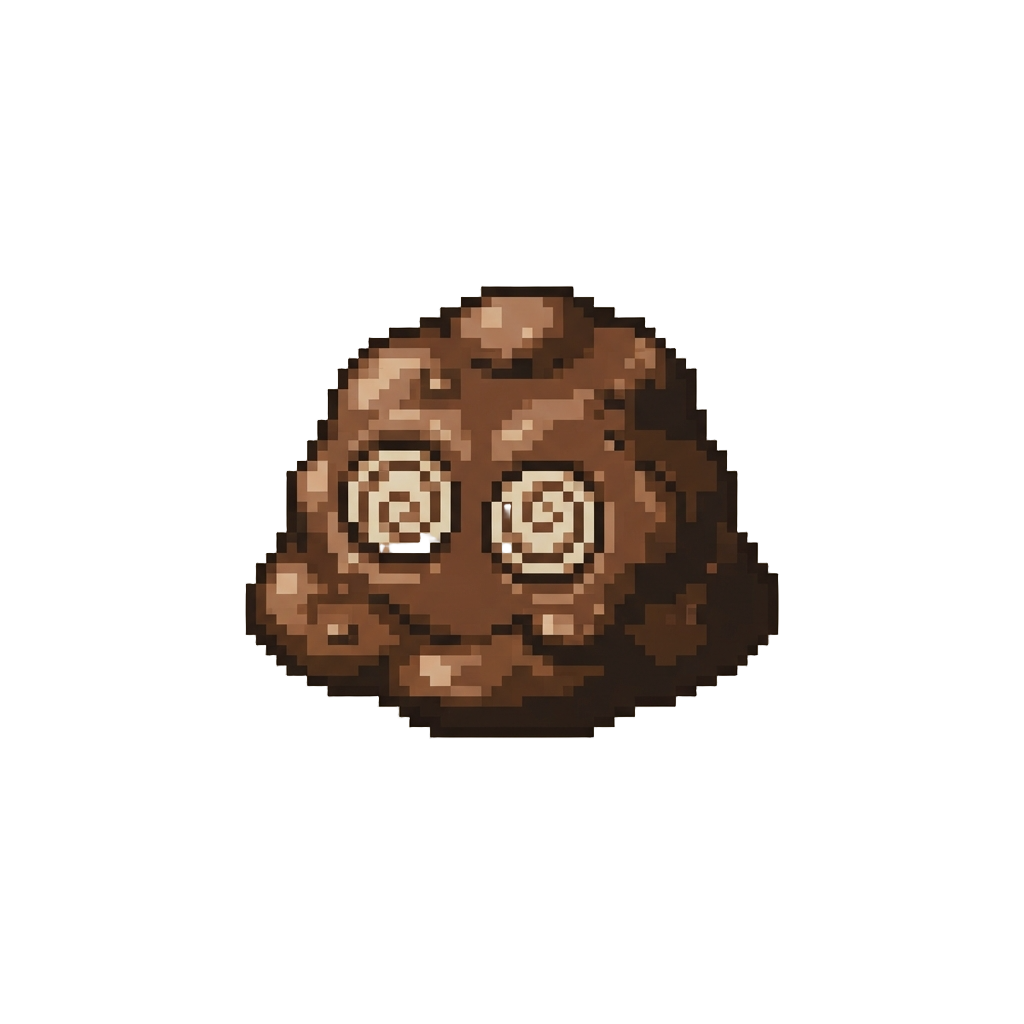 A Gooey Chocolate Dough Creature with Swirling Eyes