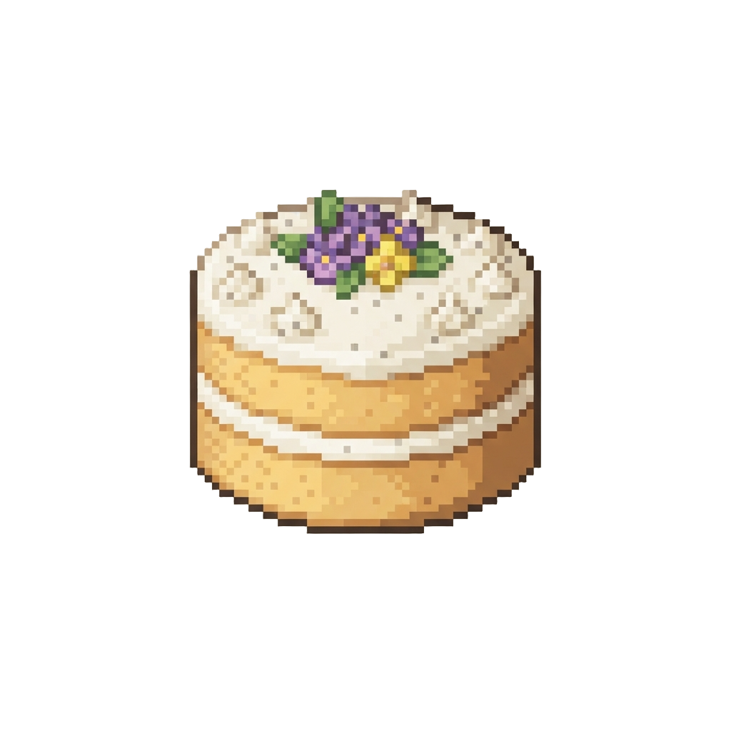 A Vanilla Bean Layer Cake with Edible Flowers