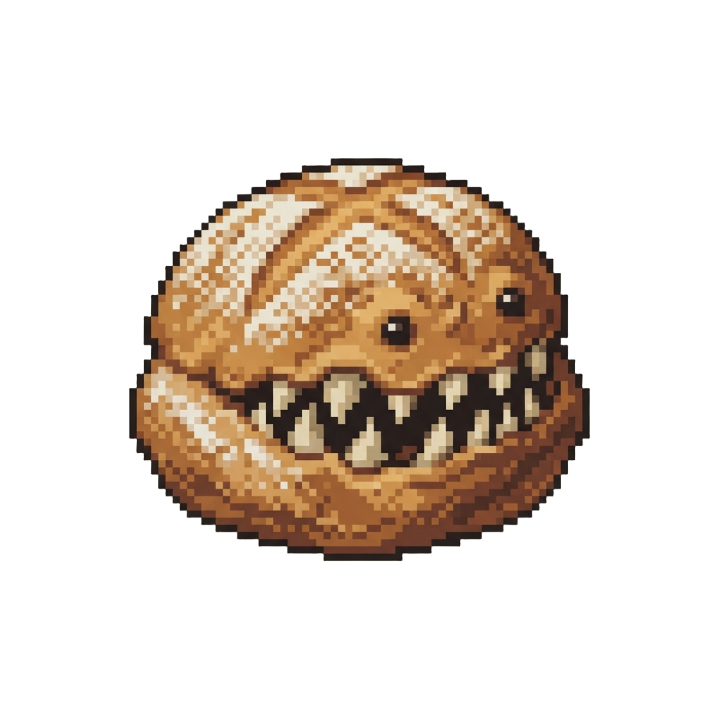 A Flour-dusted Sourdough Monster with Sharp Dough Teeth
