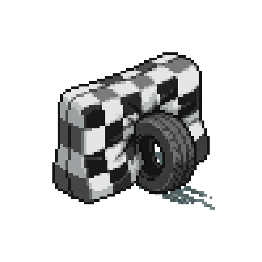 A Giant Plush Checkered Barrier Absorbing the Skid