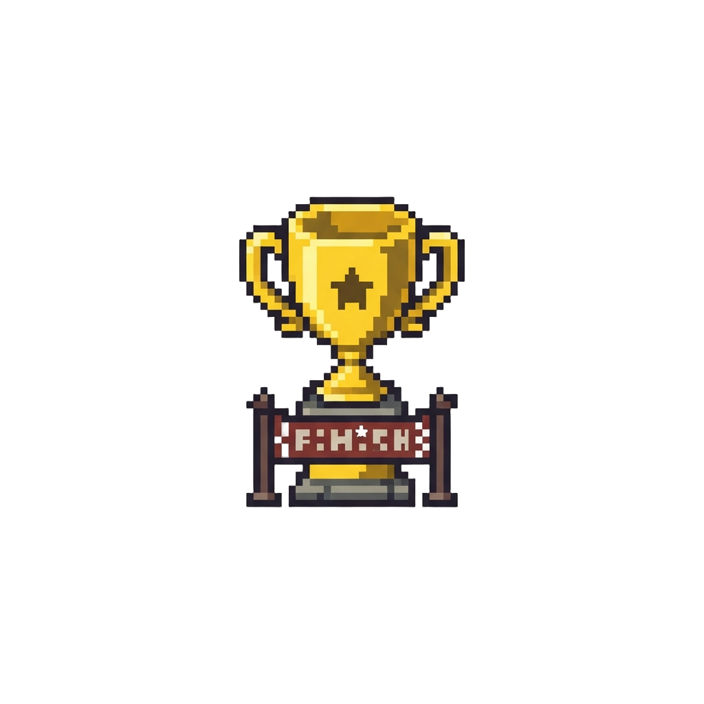 Giant Golden Trophy Standing Tall at the Finish Line