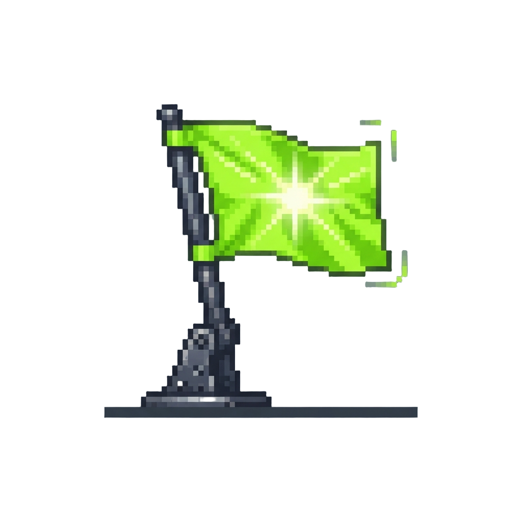 A Flashing Strobe Light Green Flag at the Line