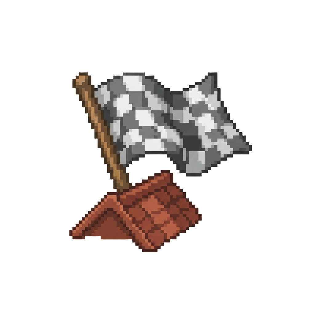 A Checkered Flag Waved Violently Right Over the Roof
