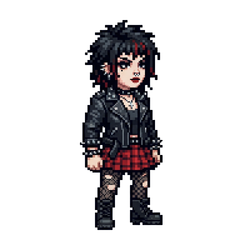 A Punk Rock Goth Girl with Leather Jacket