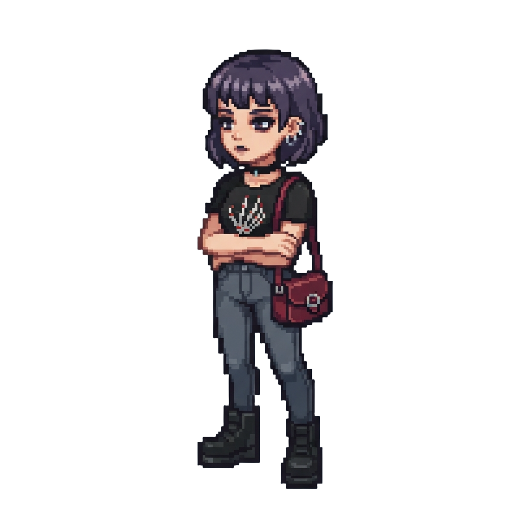 A Casual Band-tee Goth Girl