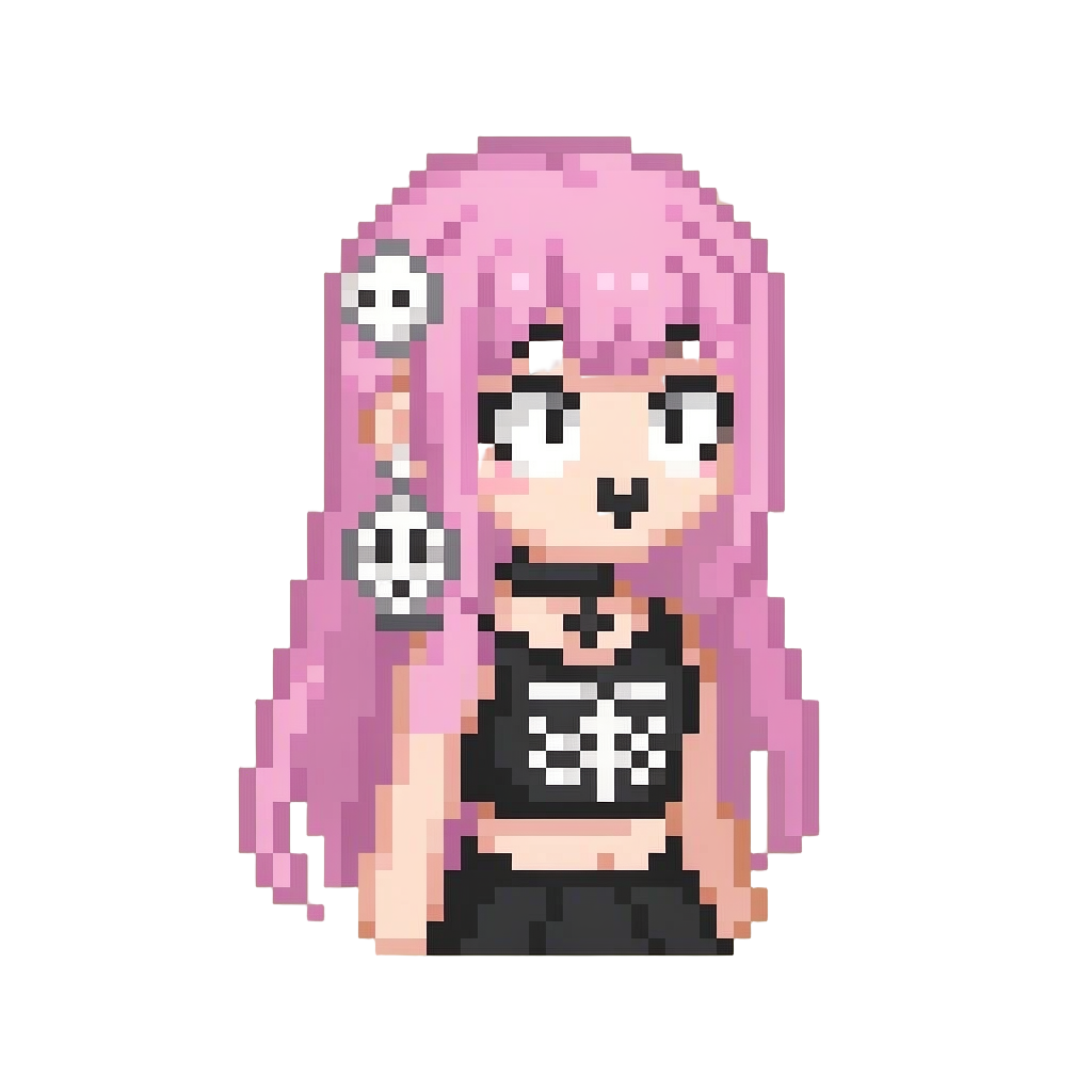 A Pastel Goth Girl with Skull Accessories