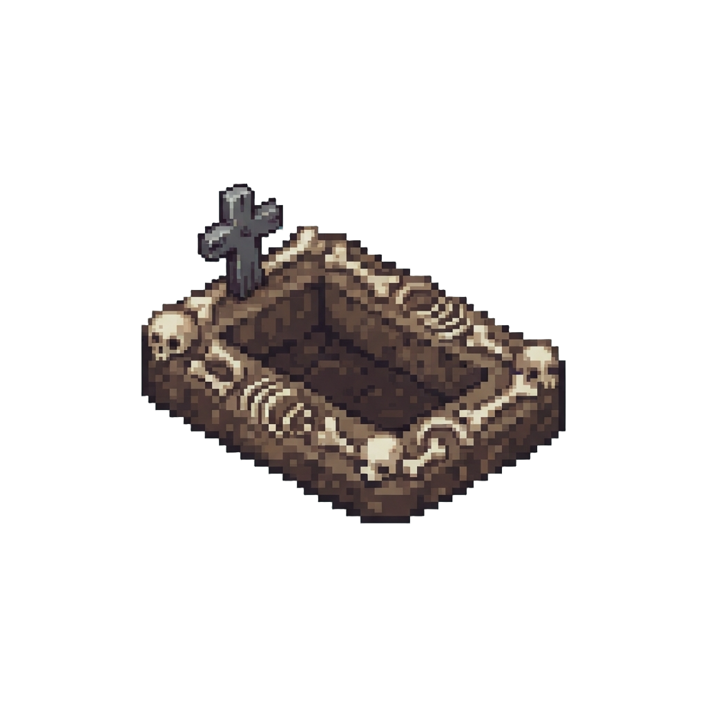 An Open Dirt Grave Plot with Bone Borders