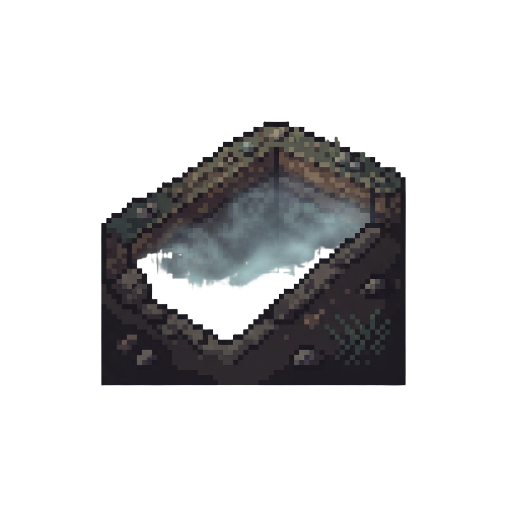 A Spooky Fog-filled Open Grave