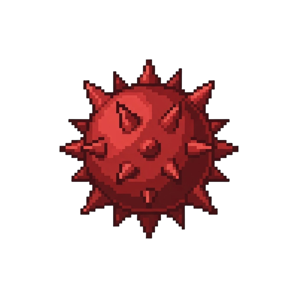 A Spike-covered Red Sphere
