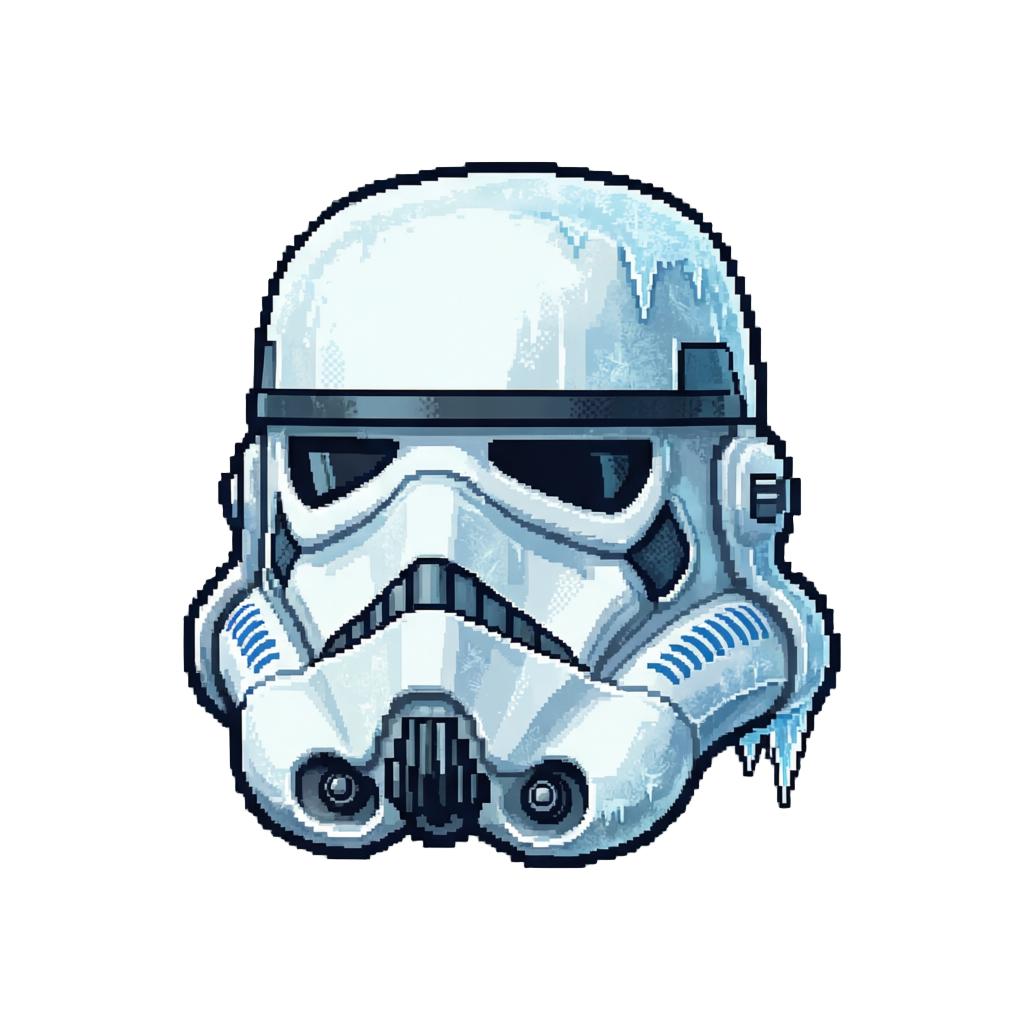 A Pixelated Frozen Stormtrooper Visor