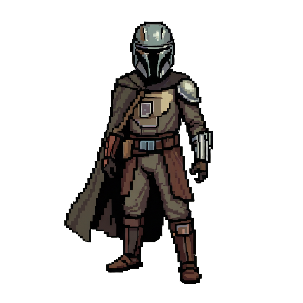 Din Djarin Standing in an Epic Heroic Silhouette