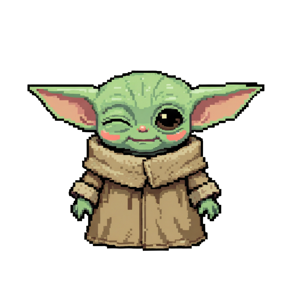 Grogu Blinking Cutely Under a Robe