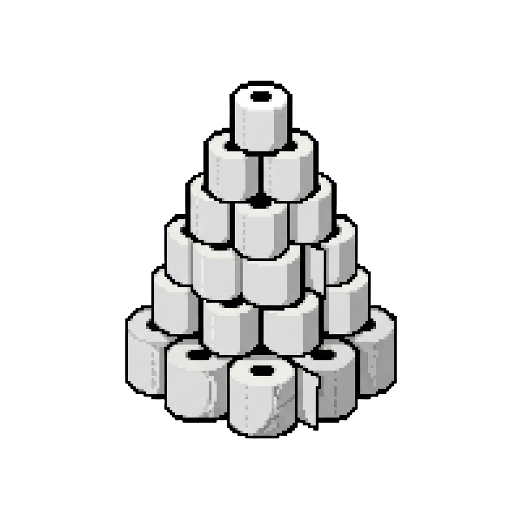A Giant Tower of Toilet Paper Rolls