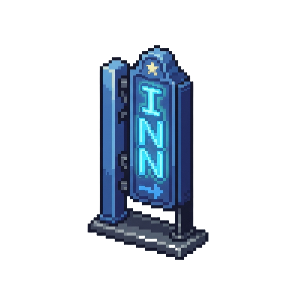 A Towering Blue Exterior Neon Entrance Sign