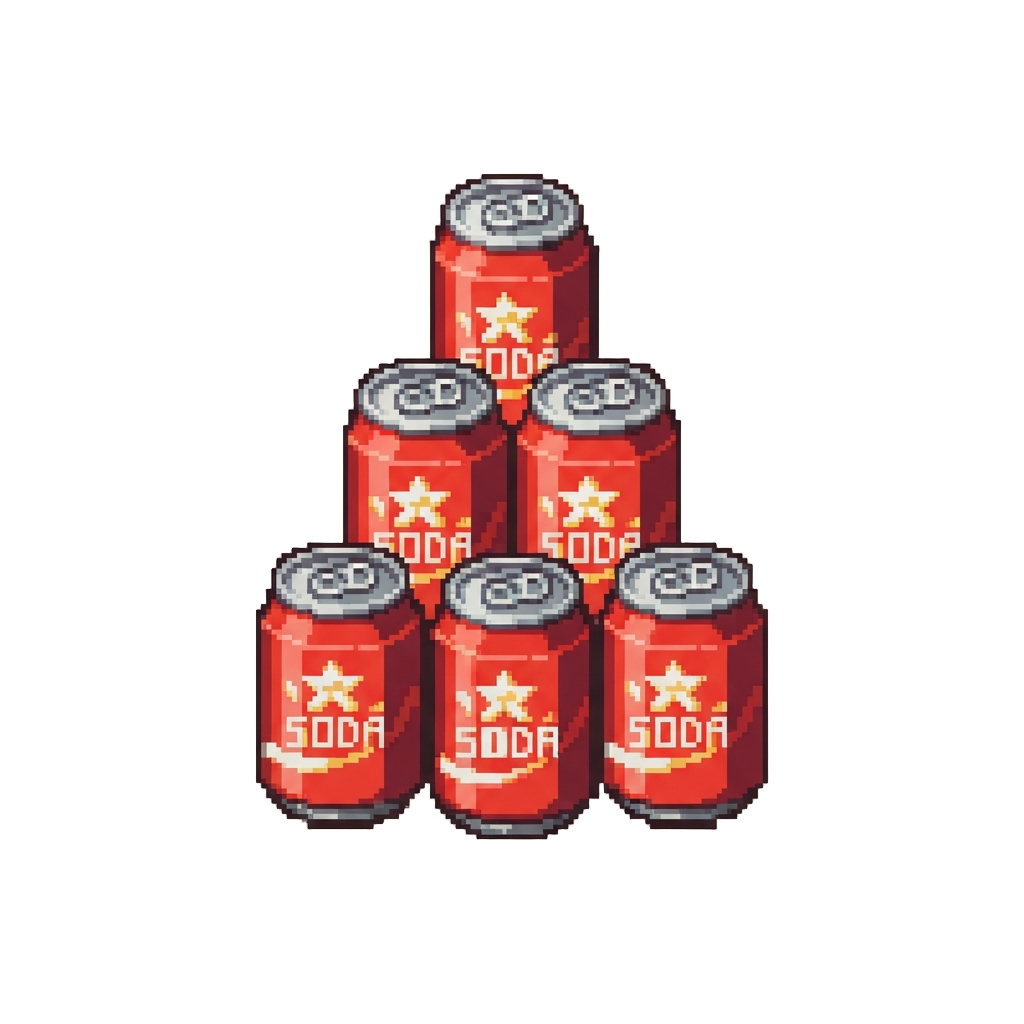 A Stacked Pyramid of Bright Soda Cans