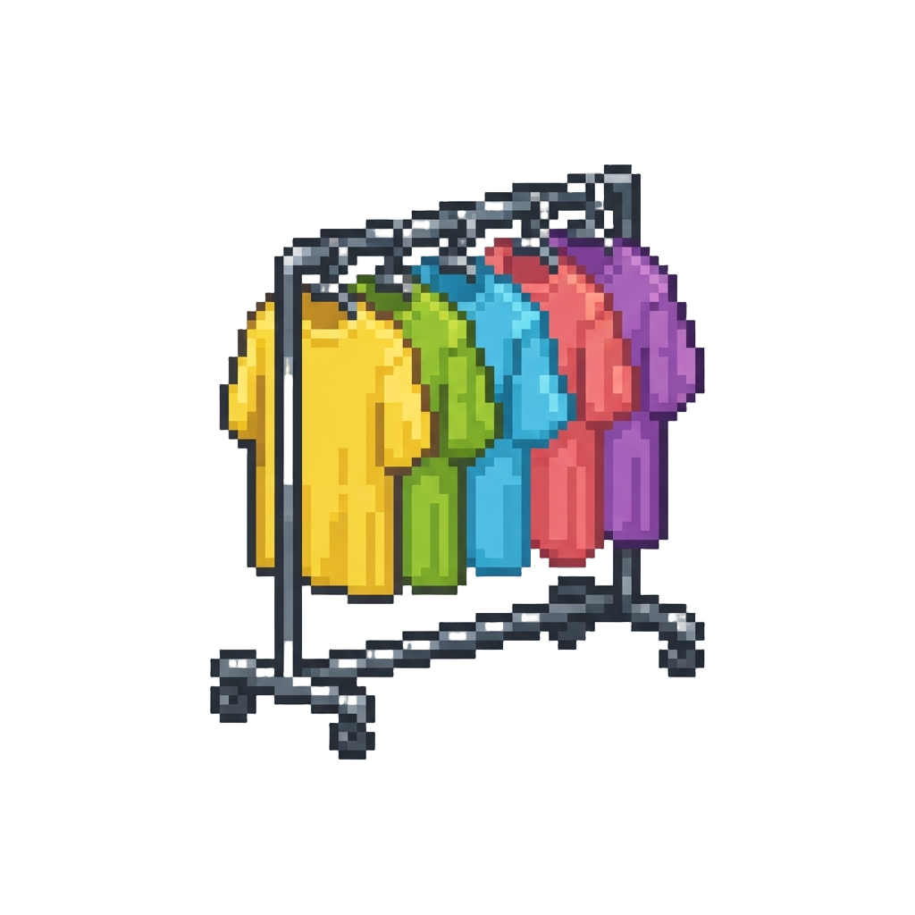 A Rolling Rack of Bright Oversize T-shirts