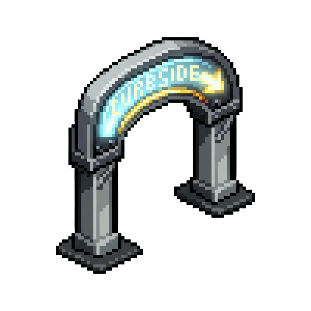 A Glowing Curbside Pickup Archway