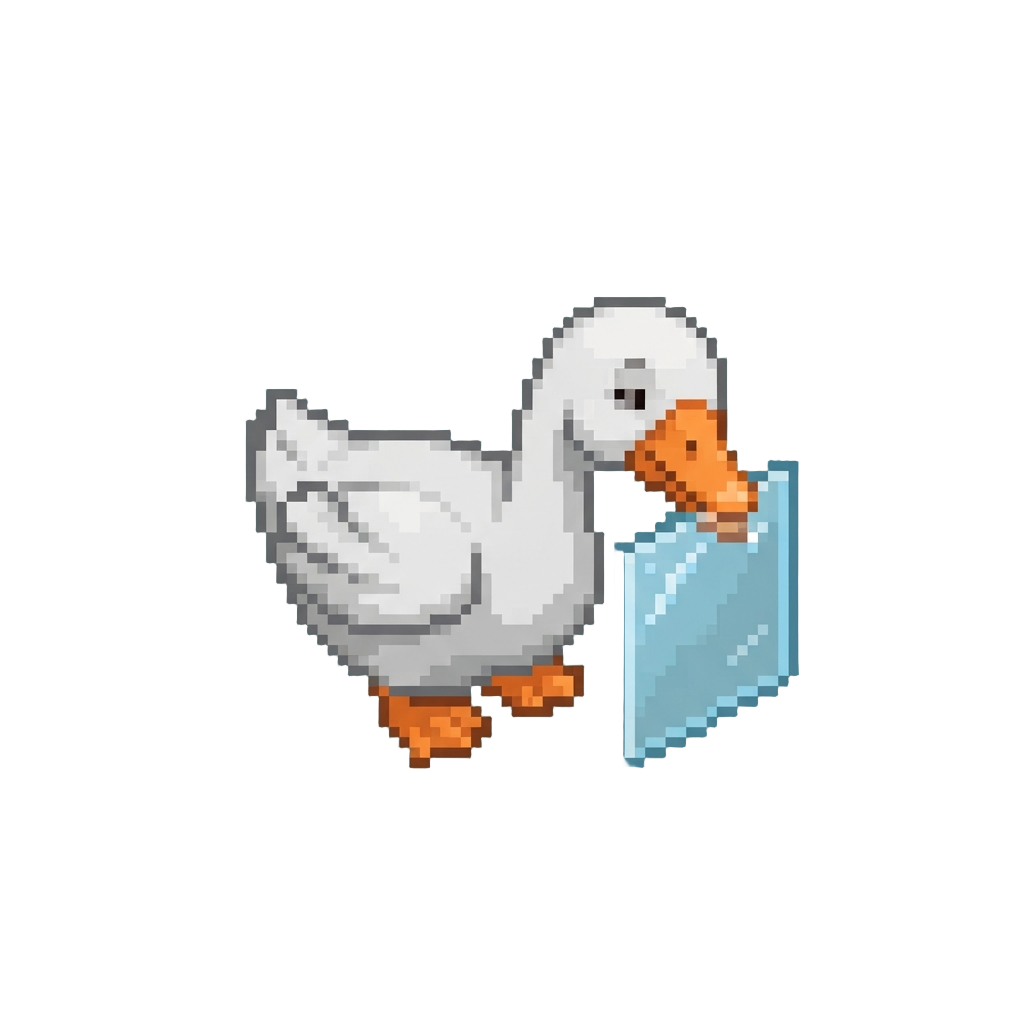 A Goofy Goose Pecking the Glass Gently