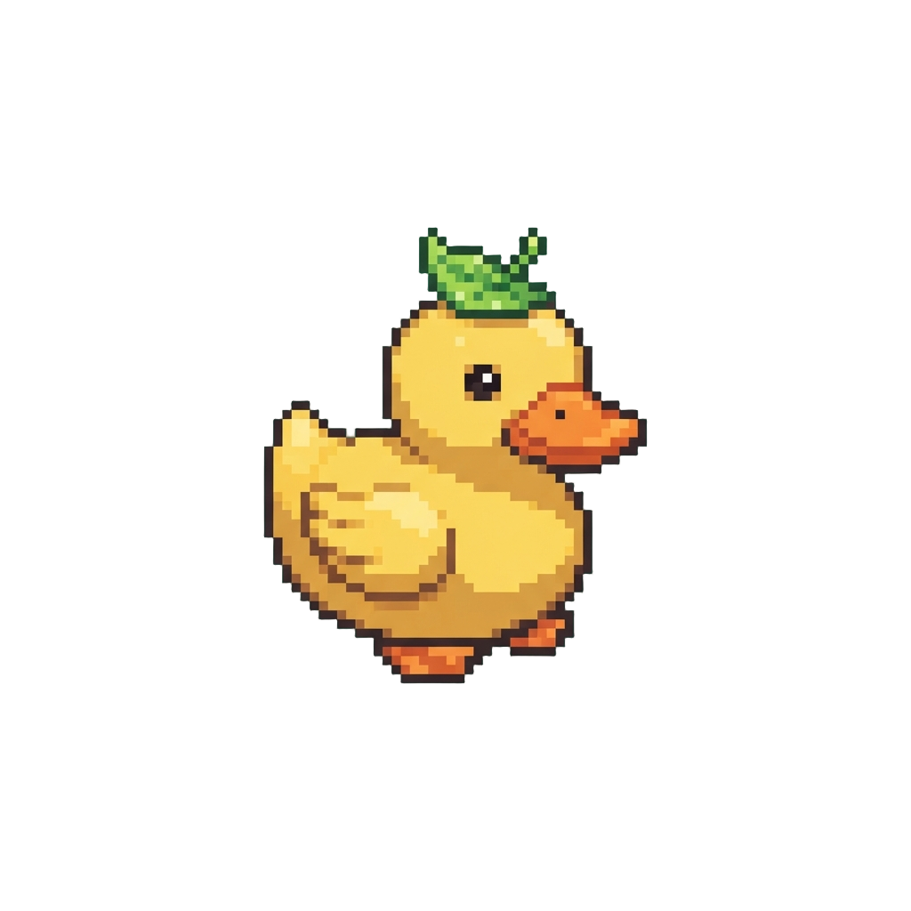 A Duck Wearing a Tiny Flower Leaf on Its Head